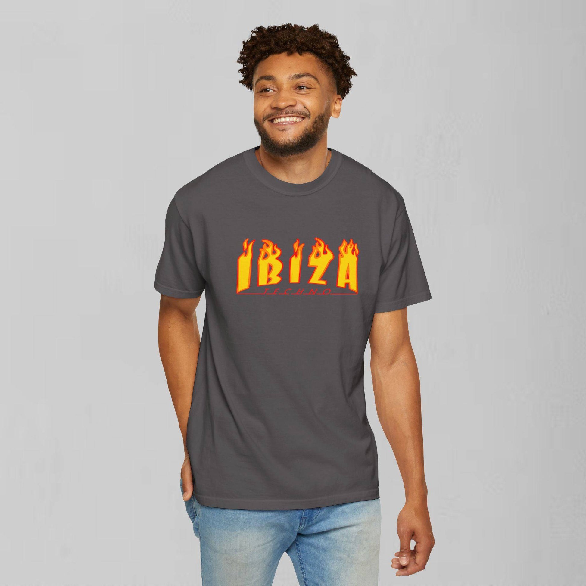 Ibiza Retro Techno Flame Tee - Disco Apparel